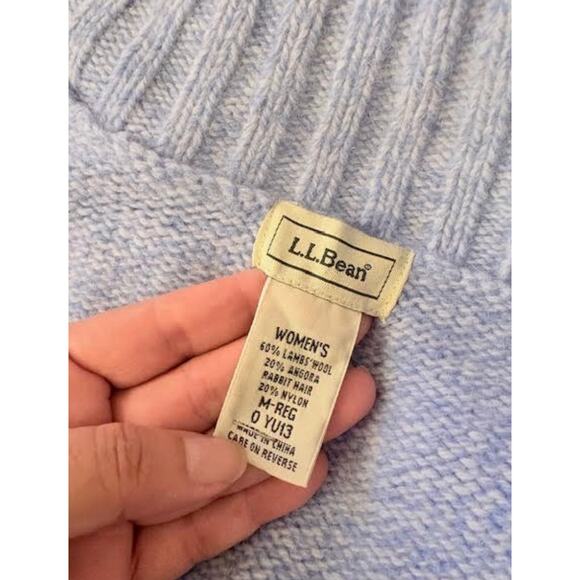 L.L.Bean Lambswool Angora Zip Sweater Women M Blue Full Zip Mock Neck Soft - Picture 5 of 5